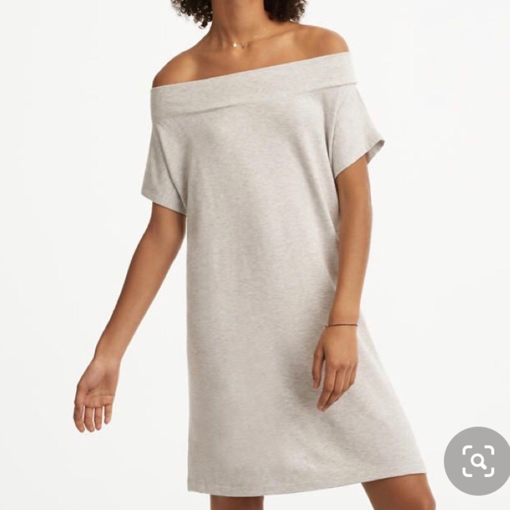 Lou & Grey Supersoft Off Shoulder Gray Dress